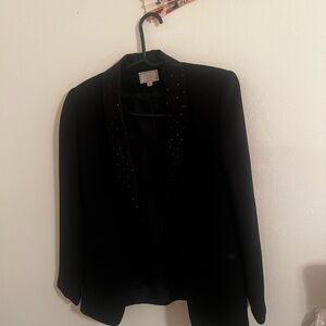 Elegant Black Blazer with Studded Lapel